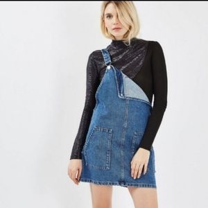 Topshop MOTO Denim Overall Pinafore Dress
